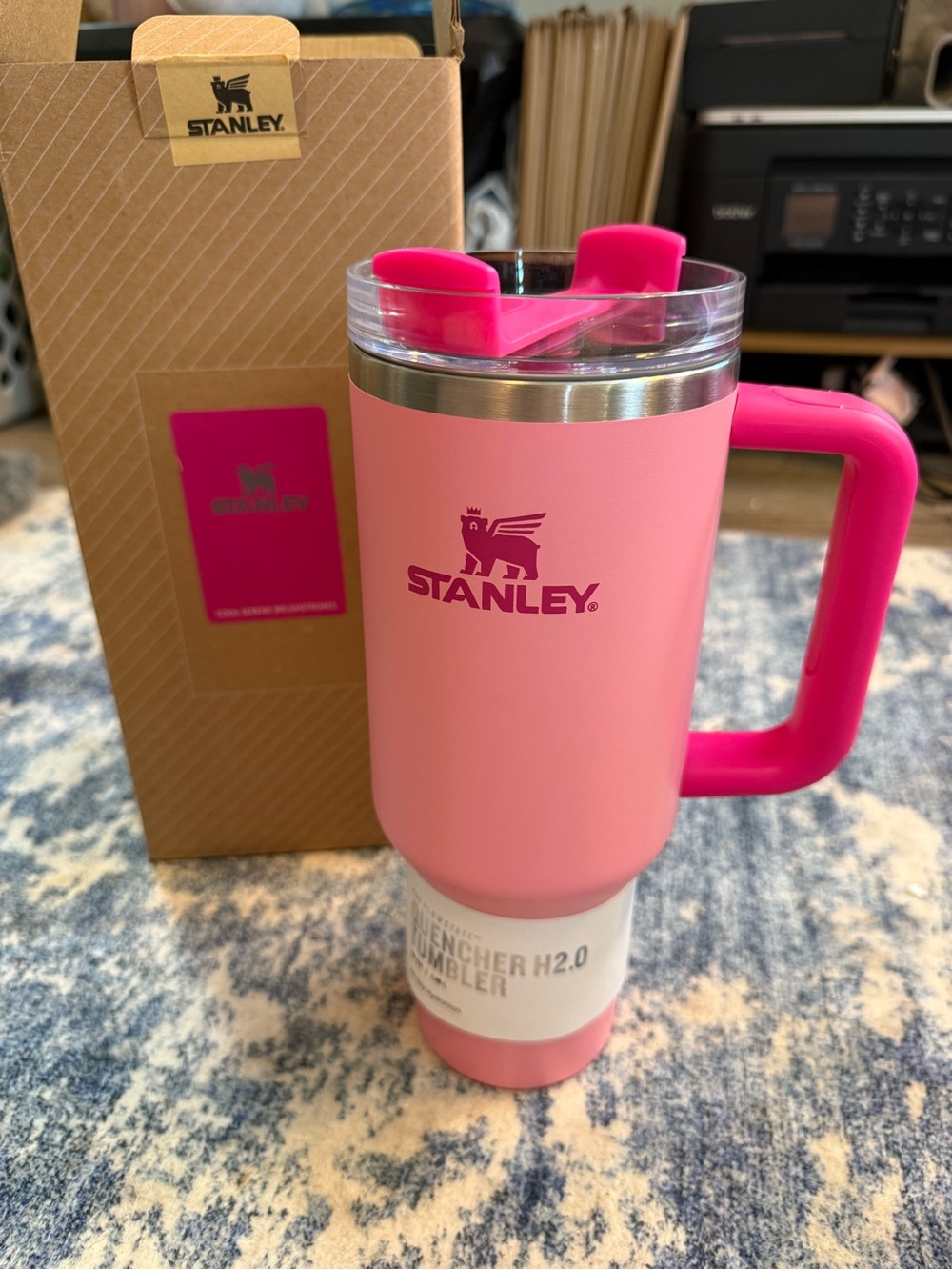 New Stanley Pink Quencher H2.0 Travel Mug with Handle